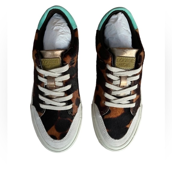 NWT Louise et Cie Baraz Leopard Calf Hair Sneakers Size 6 |Animal Print Leather - Picture 1 of 8